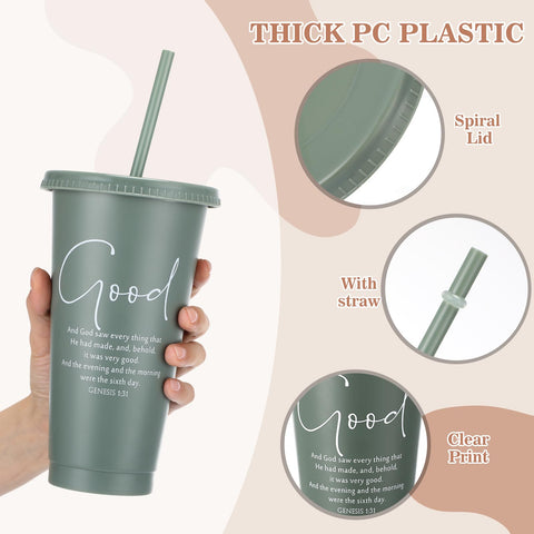 Havawish Bible verse tumbler purple with lid and straw, great for Sunday school