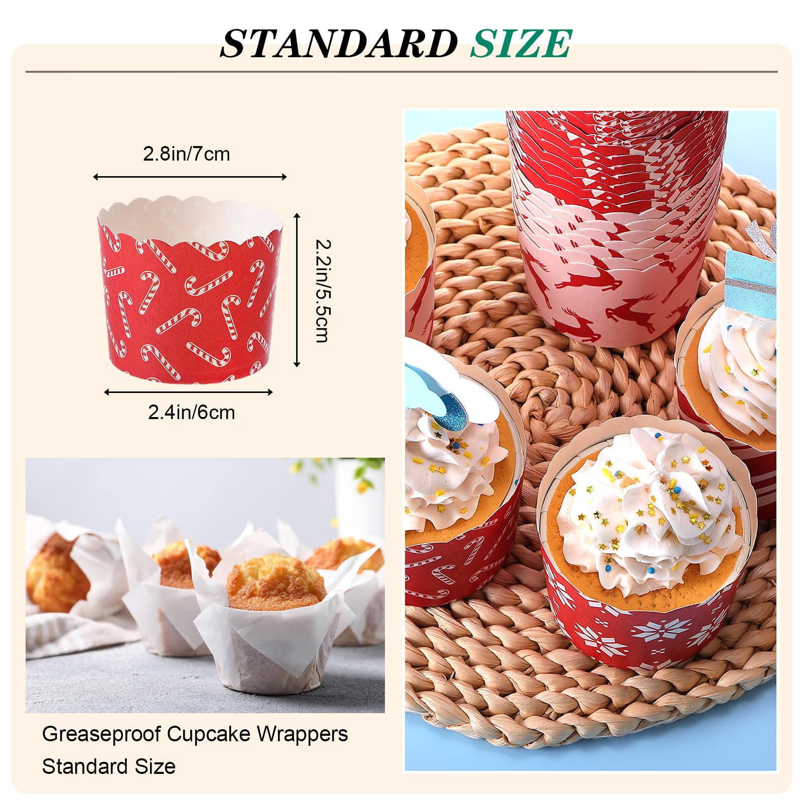 Havawish oven-safe greaseproof liners in red and white for baking.