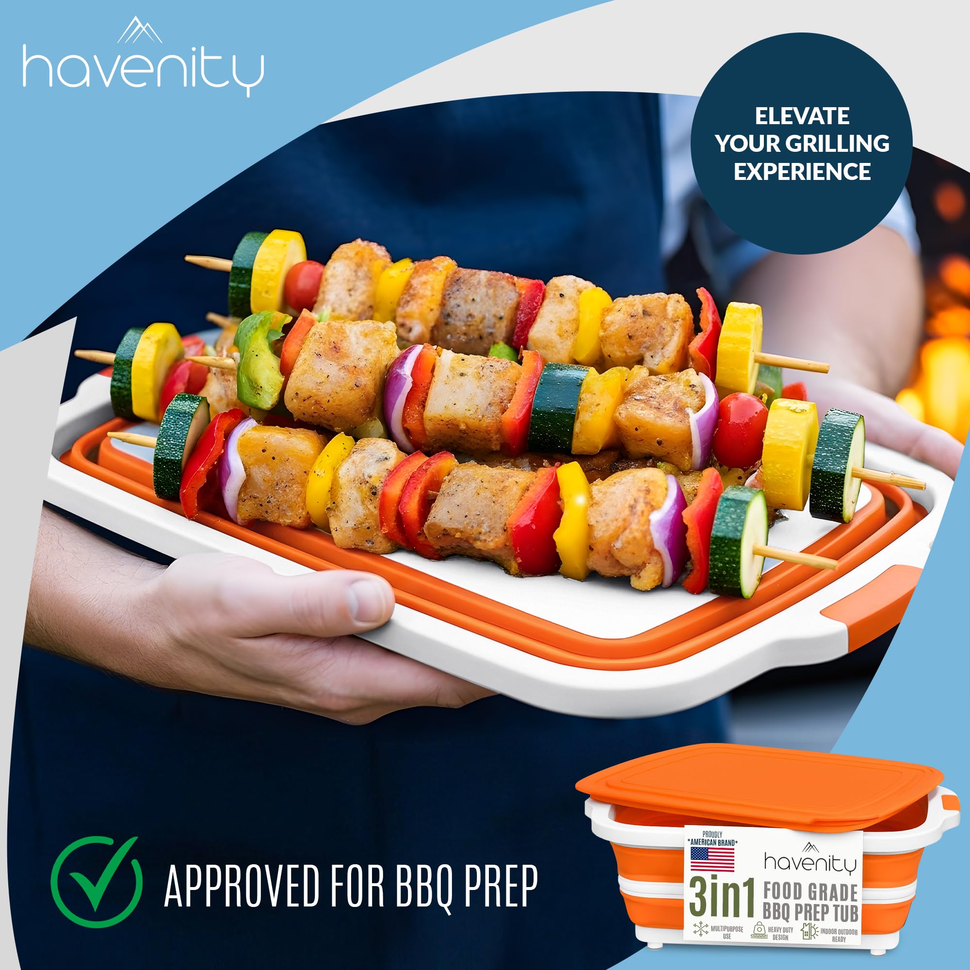 Havenity BBQ Prep Tub expanded workspace for chopping and washing.