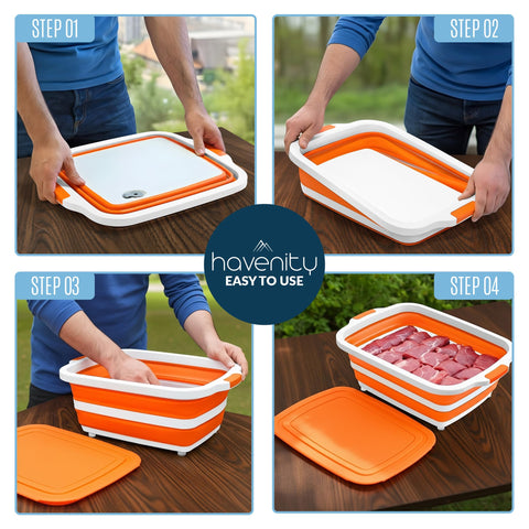 Havenity BBQ Prep Tub handles enable easy carrying to grill or campground.