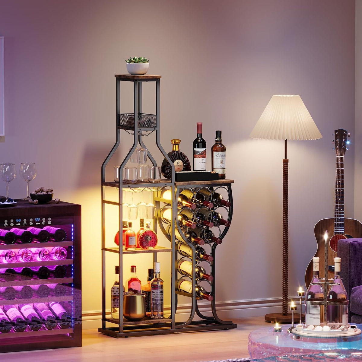 HavenlyYouth liquor cabinet with 5-tier wine bottle holders for organized storage and easy access.