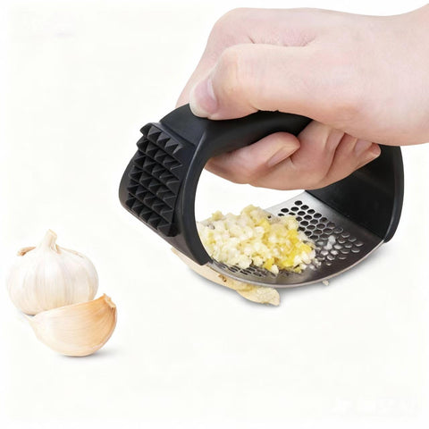 HavenNest garlic press with soft ergonomic handle for comfortable crushing.