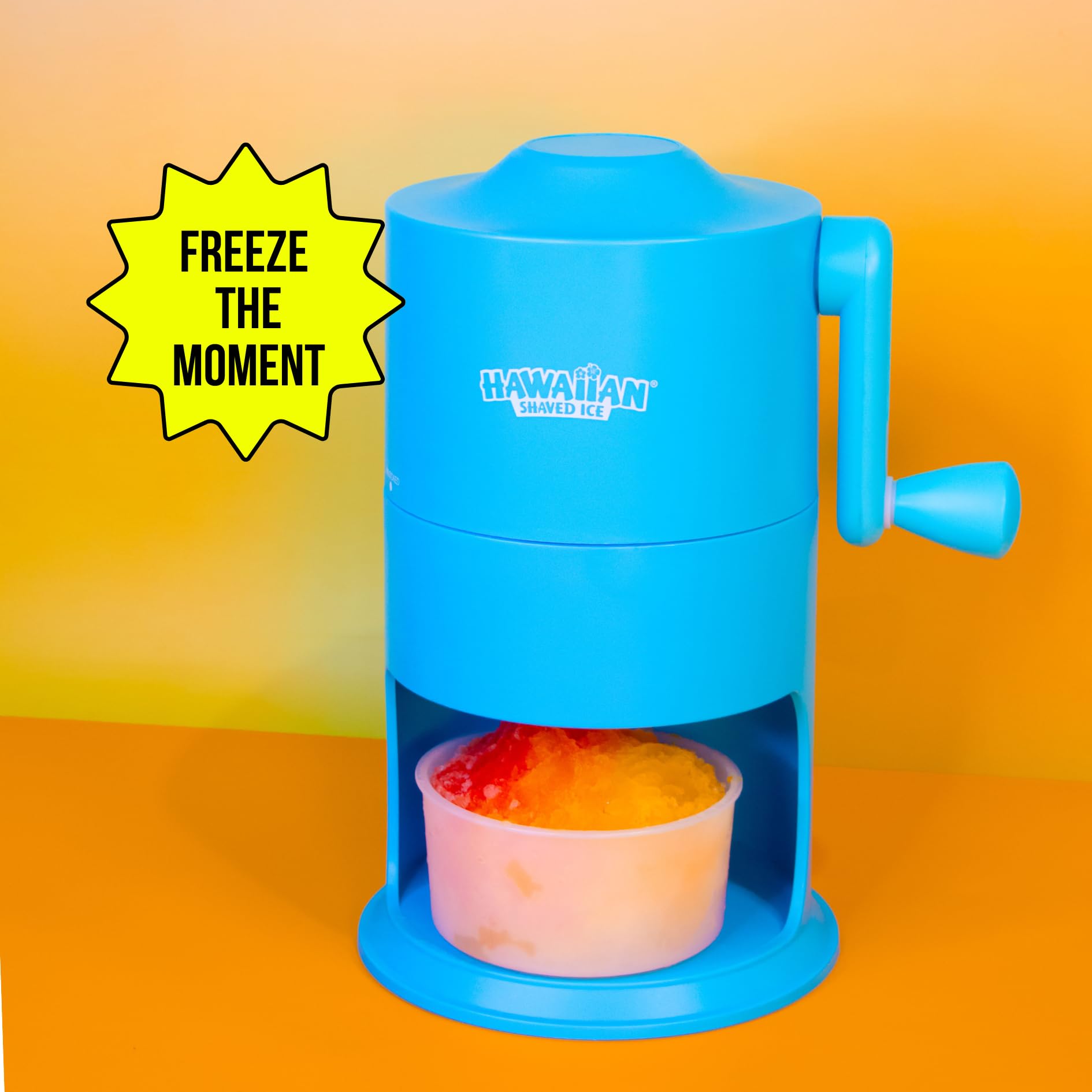 Hawaiian Shaved Ice Mini with ice cup included enables quick snow cones