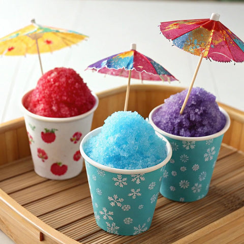 Hawaiian Shaved Ice S700 flavor bottles with Cherry, Grape, Blue Raspberry