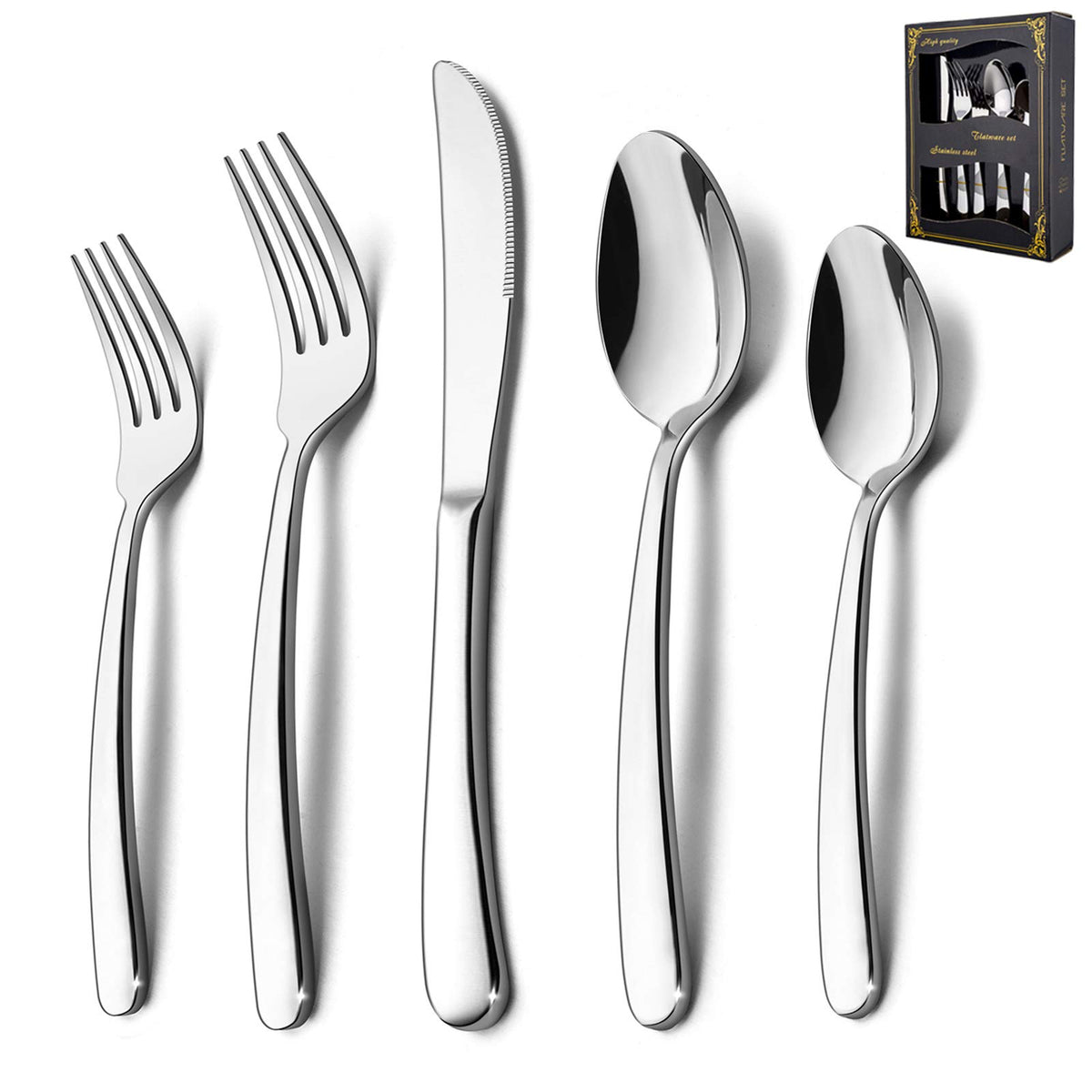 HaWare 20-piece heavy-duty silverware set viewed for everyday meals.