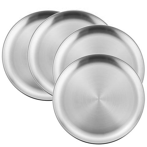 HaWare 4-piece 10-inch stainless steel plates designed for everyday family meals