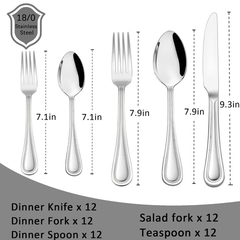 HaWare 60-piece flatware kit displayed for family dinners and entertaining.