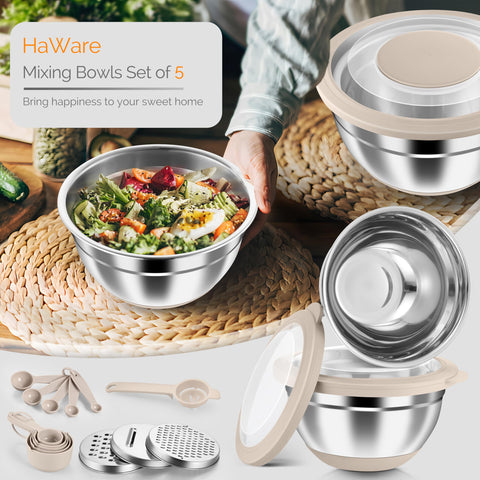 HaWare dishwasher-safe bowls simplify cleanup after cooking and prep.