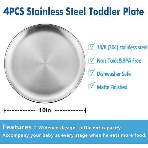 HaWare kid-friendly stainless steel plates with smooth edges for safe meals