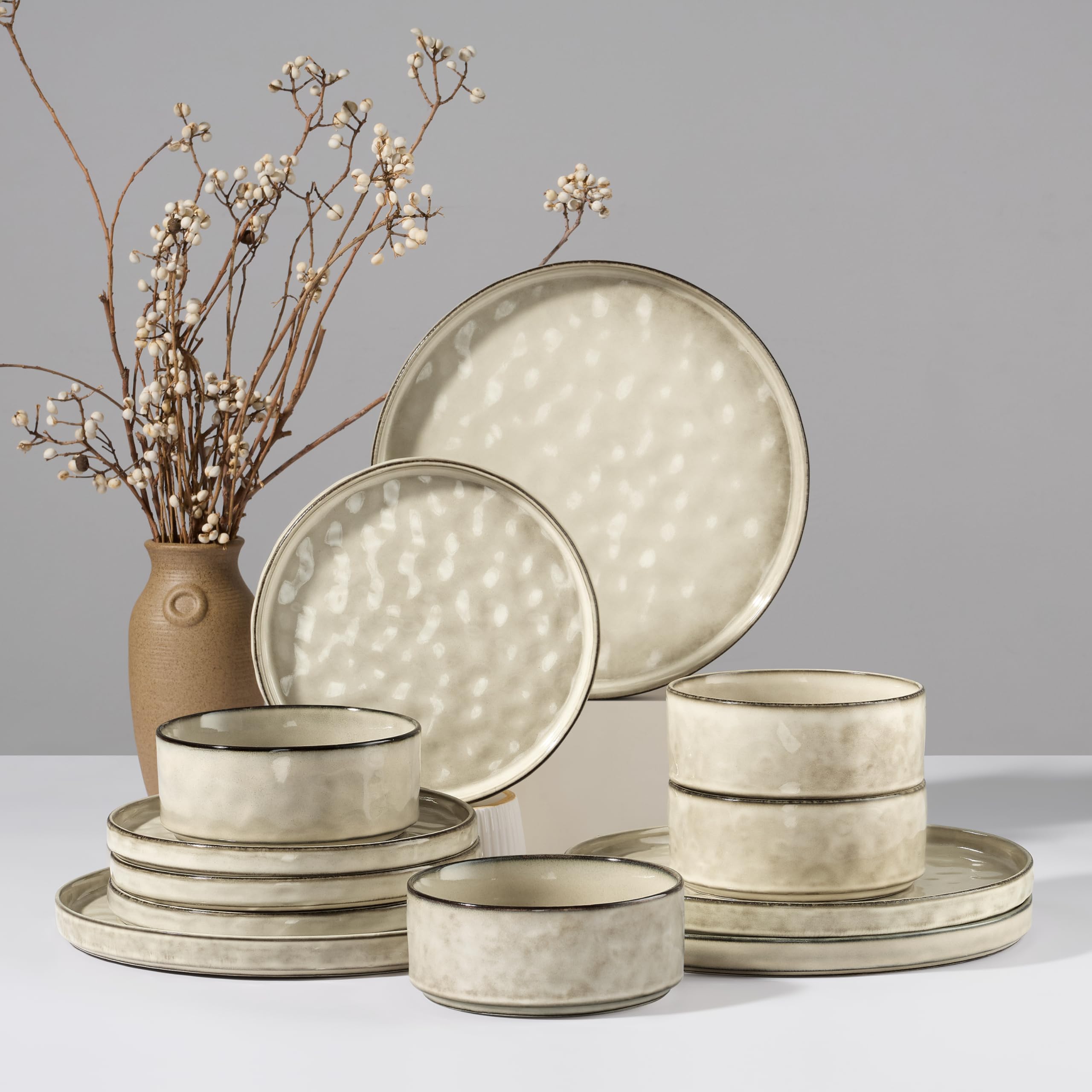 HaWare Saturn Khaki ripple-dinner plate with elegant texture for refined everyday meals.