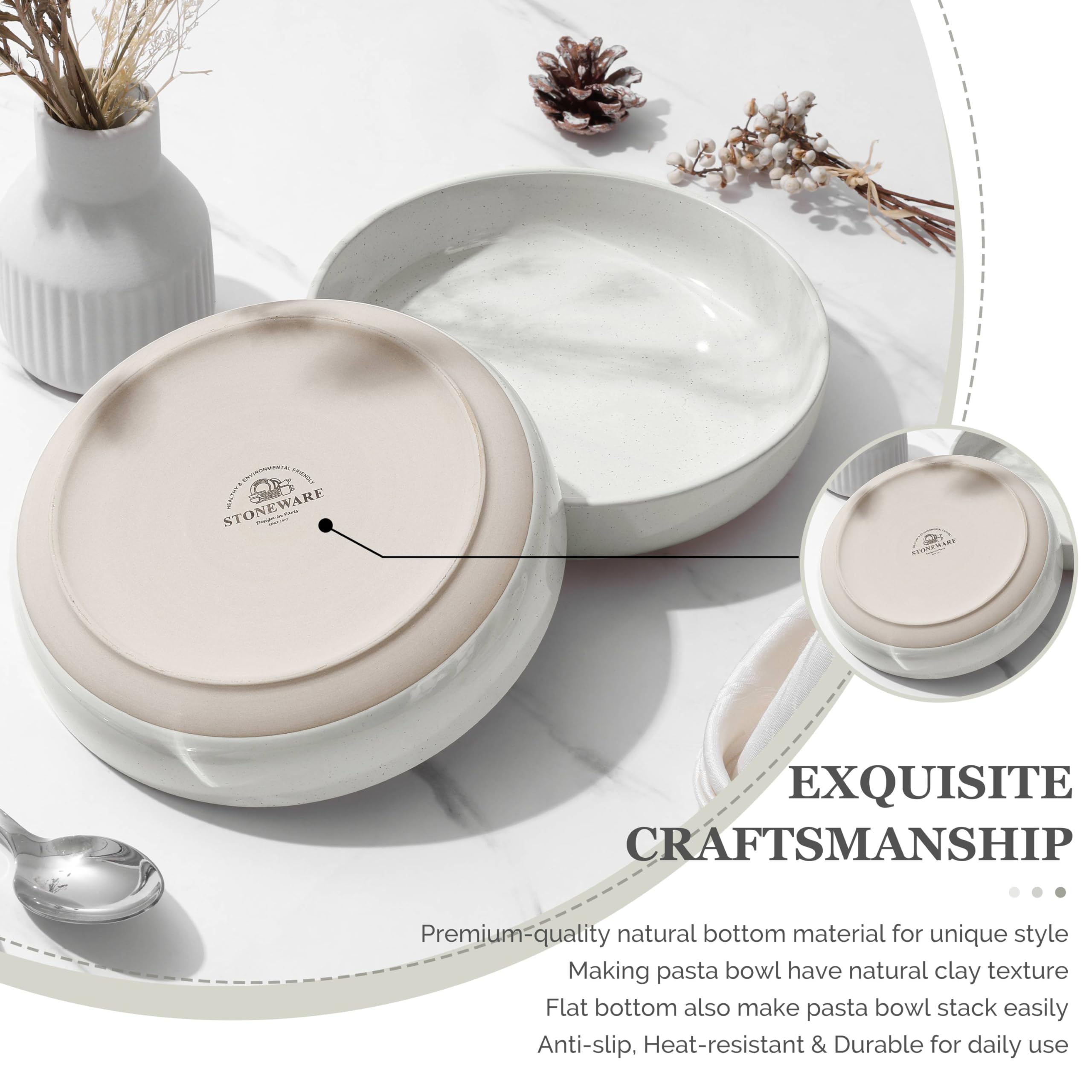 HaWare bowls feature a scratch-resistant glaze for lasting daily use.