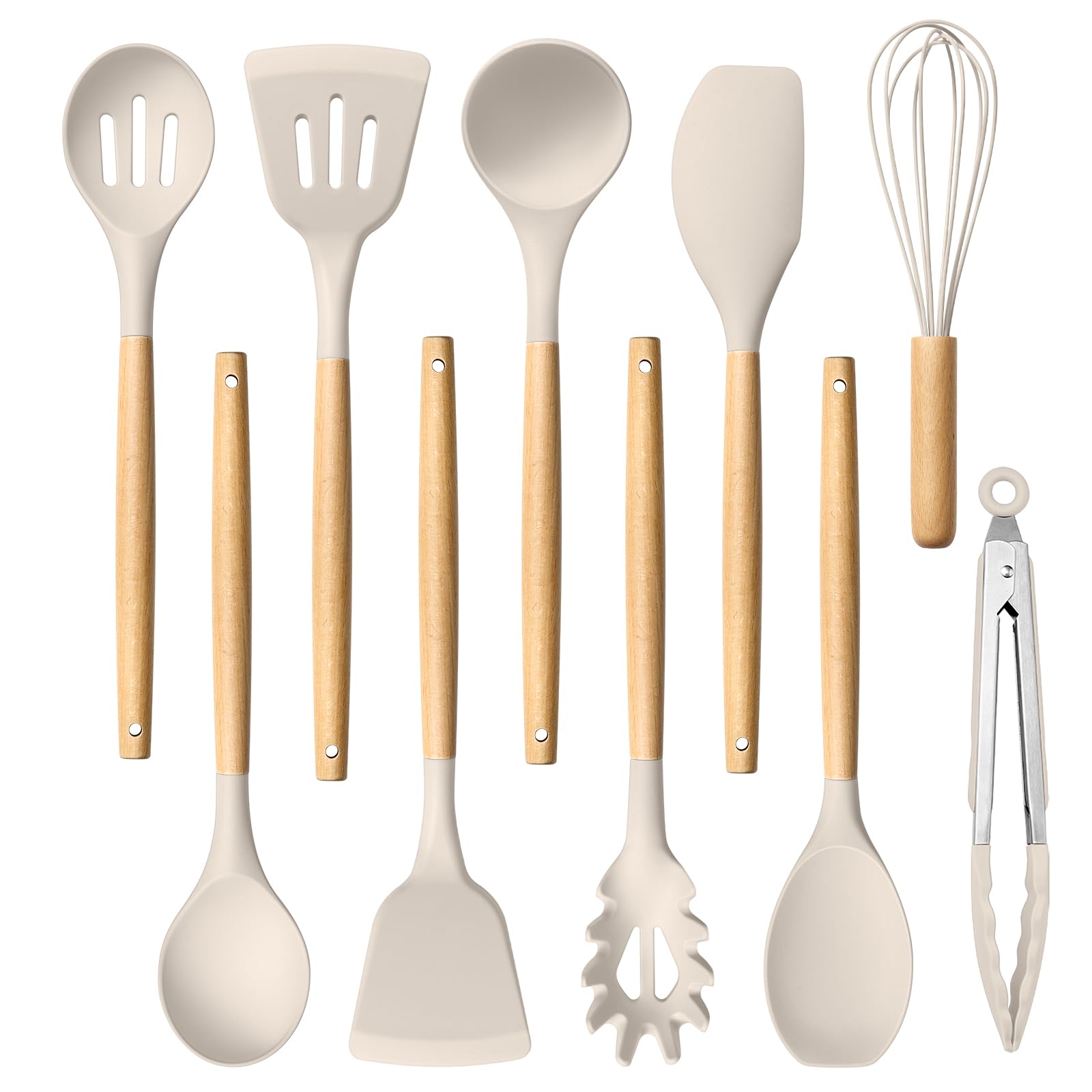 HaWare silicone utensils set with slotted turner for gentle flipping and easy release
