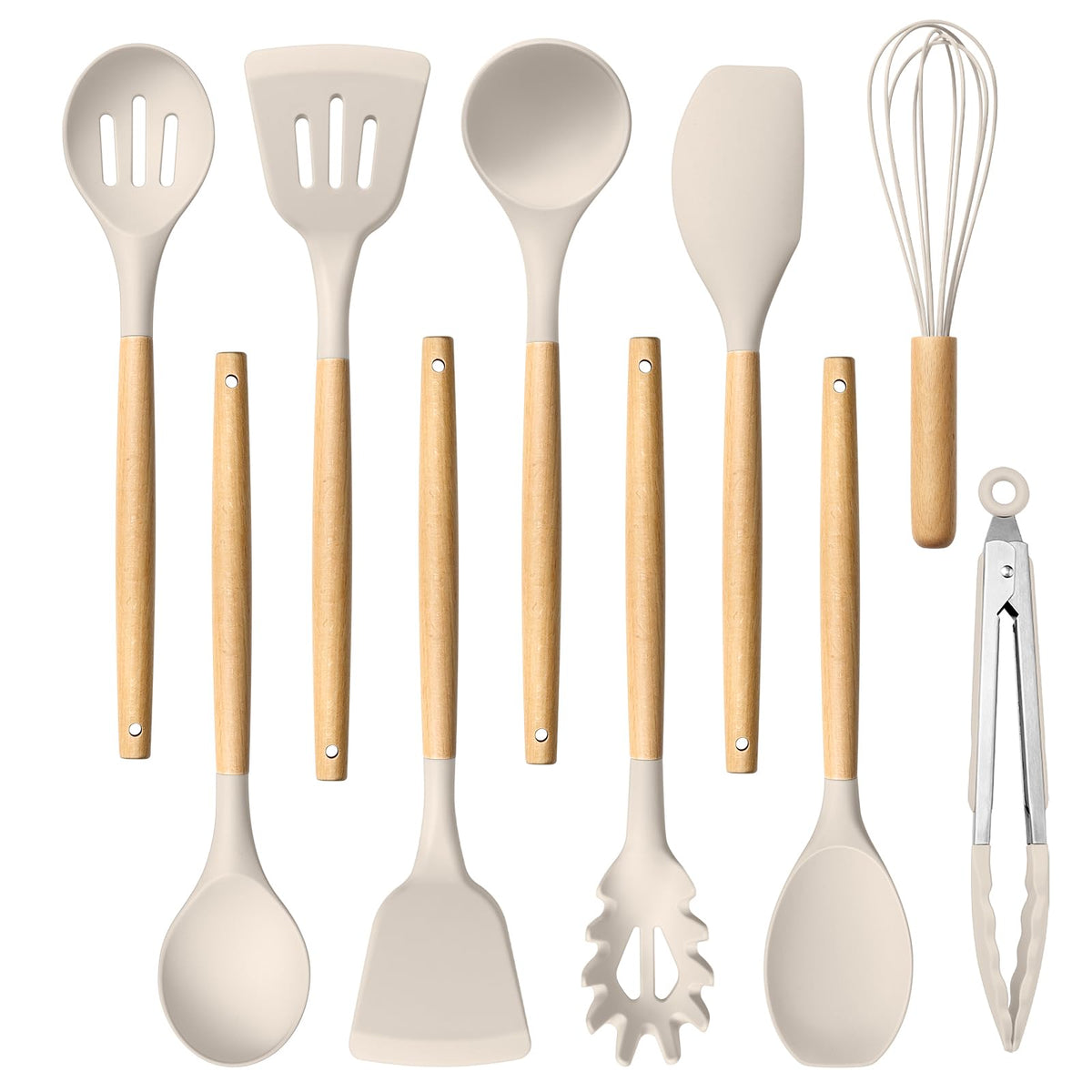HaWare silicone utensils set with slotted turner for gentle flipping and easy release