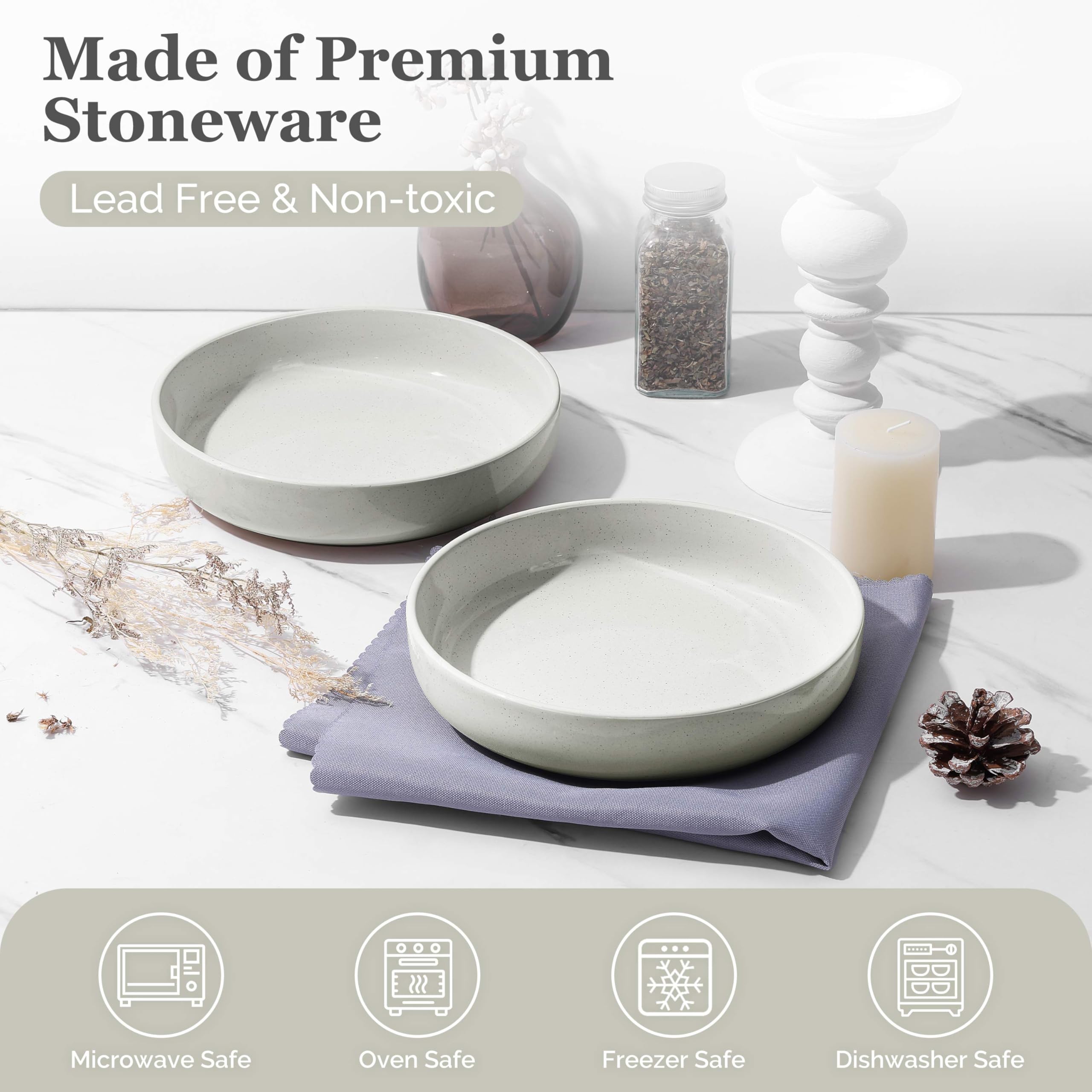 HaWare wide shallow design enhances tossing salads and even heating.