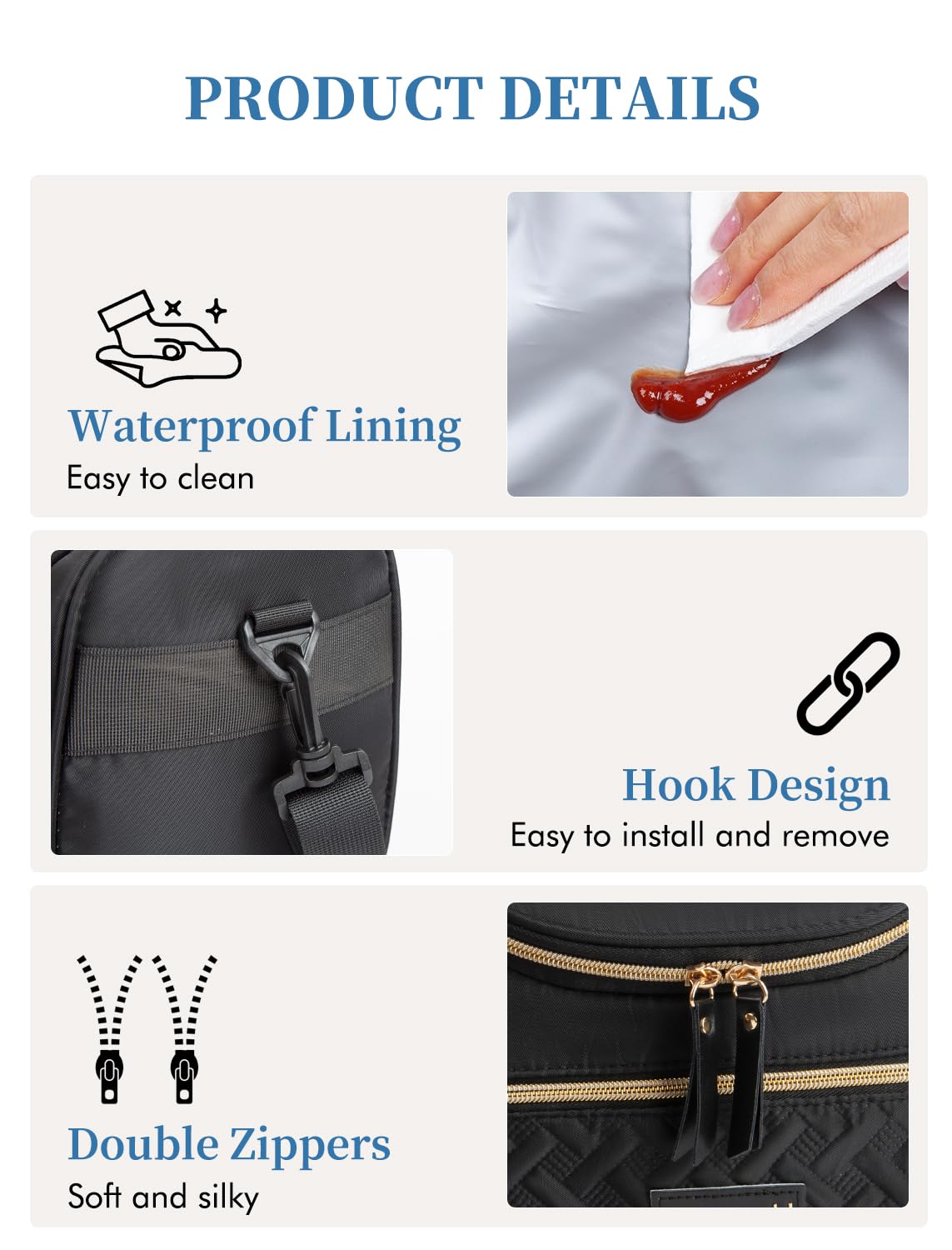 Hawave front pocket detail for quick access to small items.