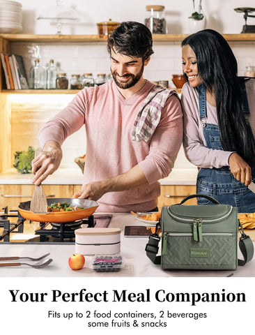 Hawave multiuse green lunch bag is ideal for work or travel.