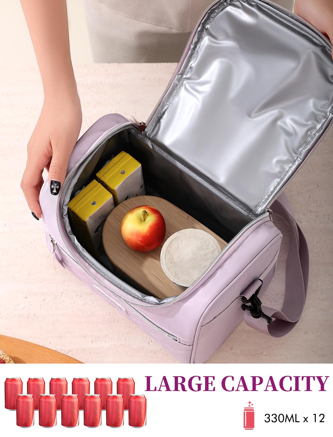 Hawave lunch bag features a removable strap for hands-free carrying.