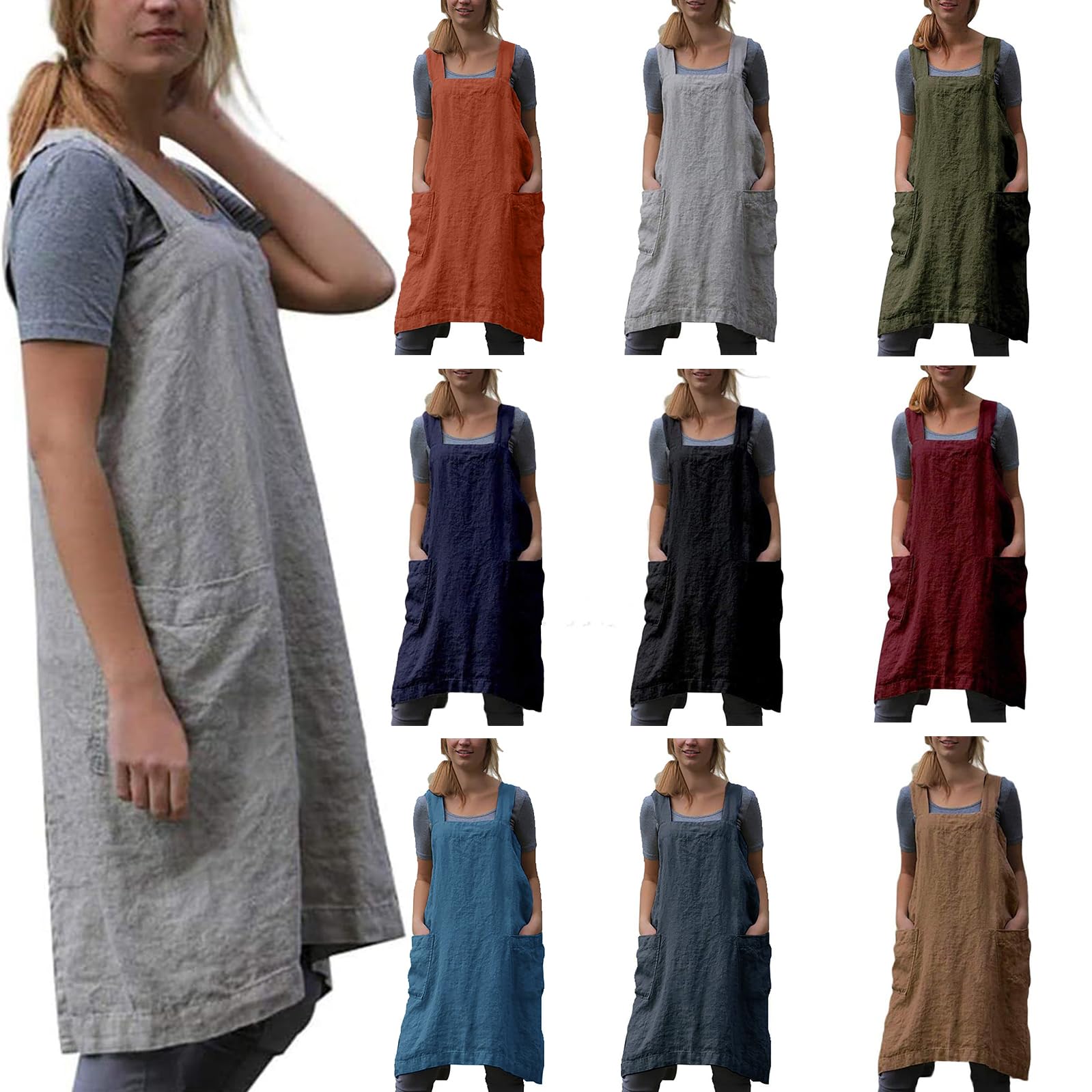 Plus-size fit Hawholm Japanese Pinafore Apron ideal for home cafes.