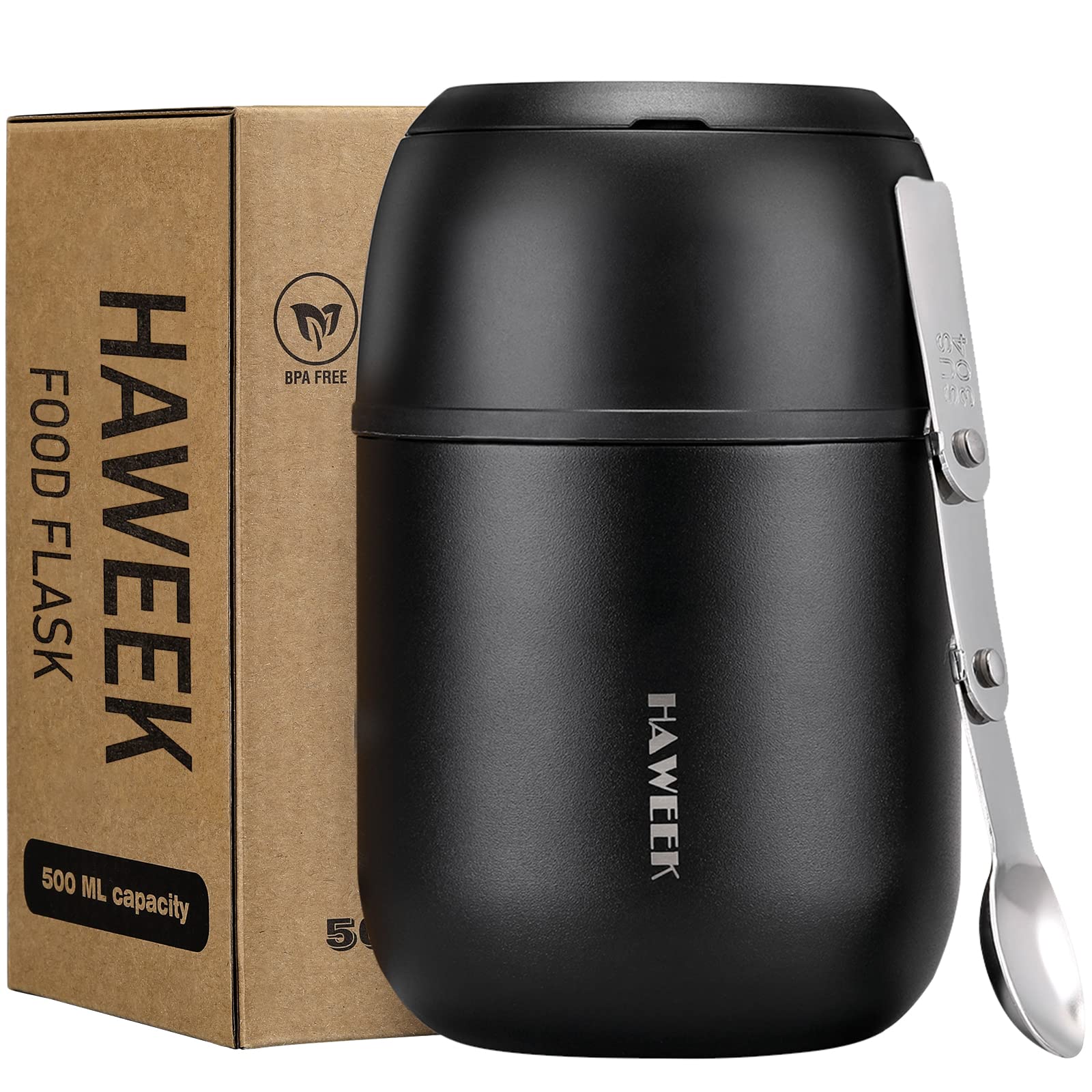 HAWEEK Insulated Soup Thermo open lid shows easy access for hot meals
