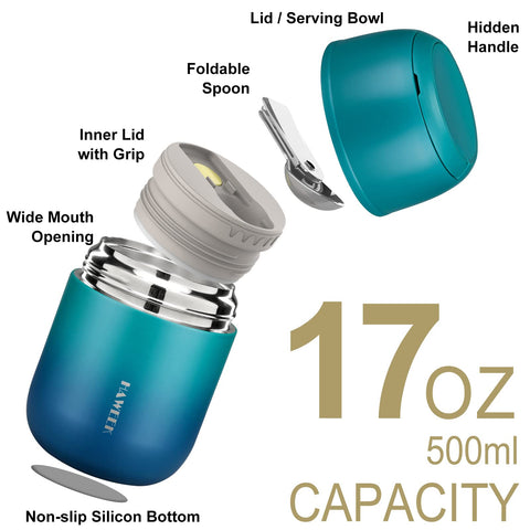 HAWEEK Soup Thermo 17oz open lid showing easy access to meals on the go