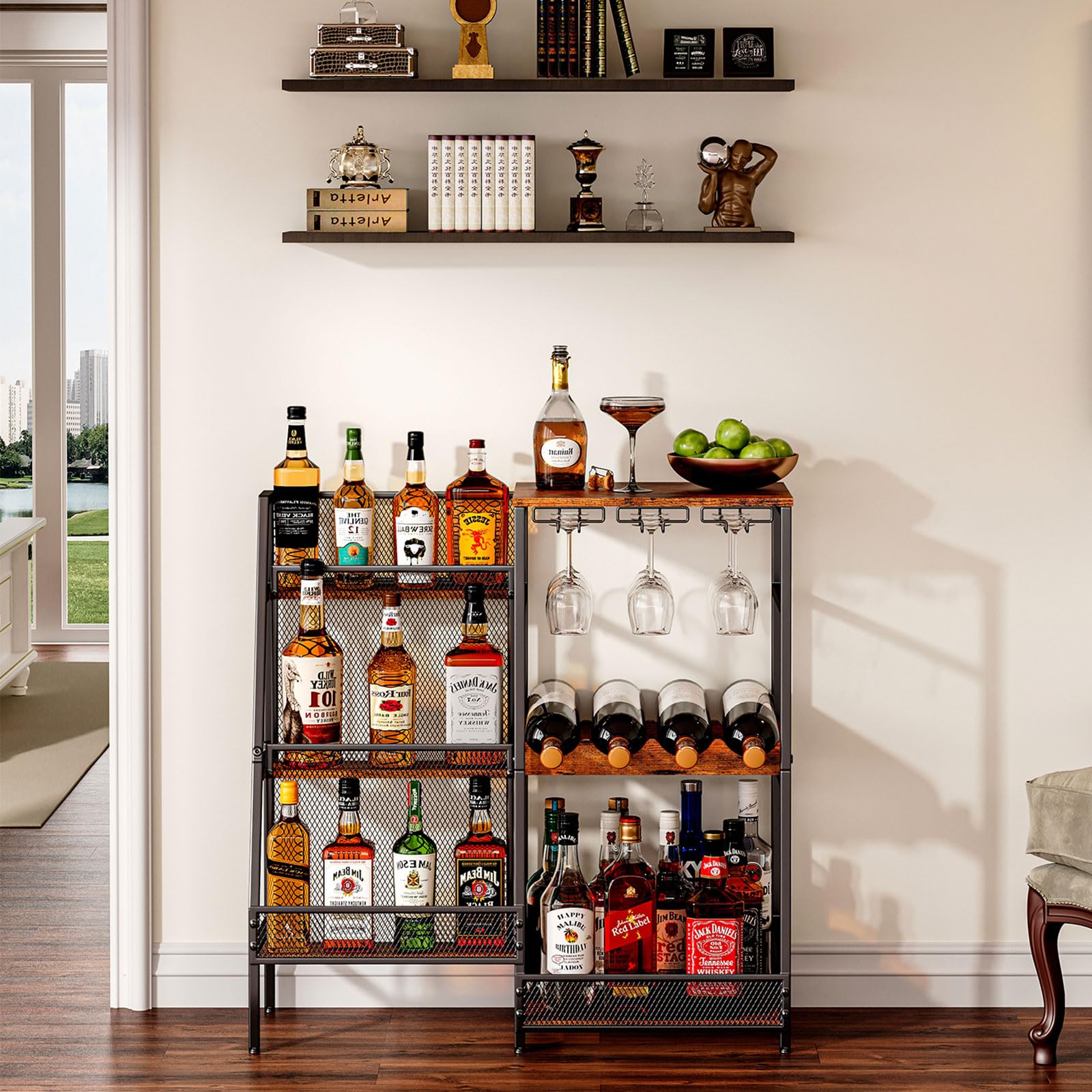Hayexiha versatile liquor stand two-part design enables flexible left-right placement