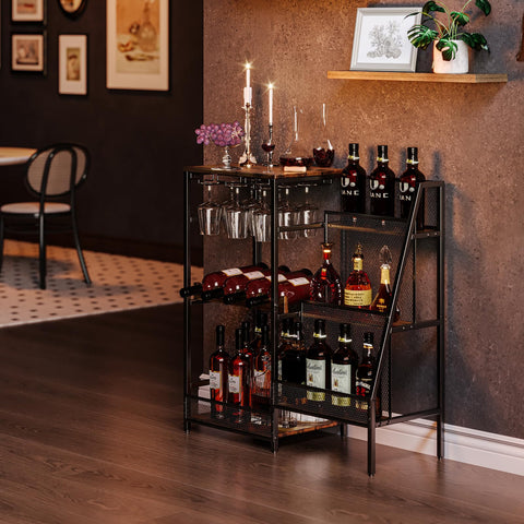Hayexiha vintage-style bar enhances room ambiance and organization