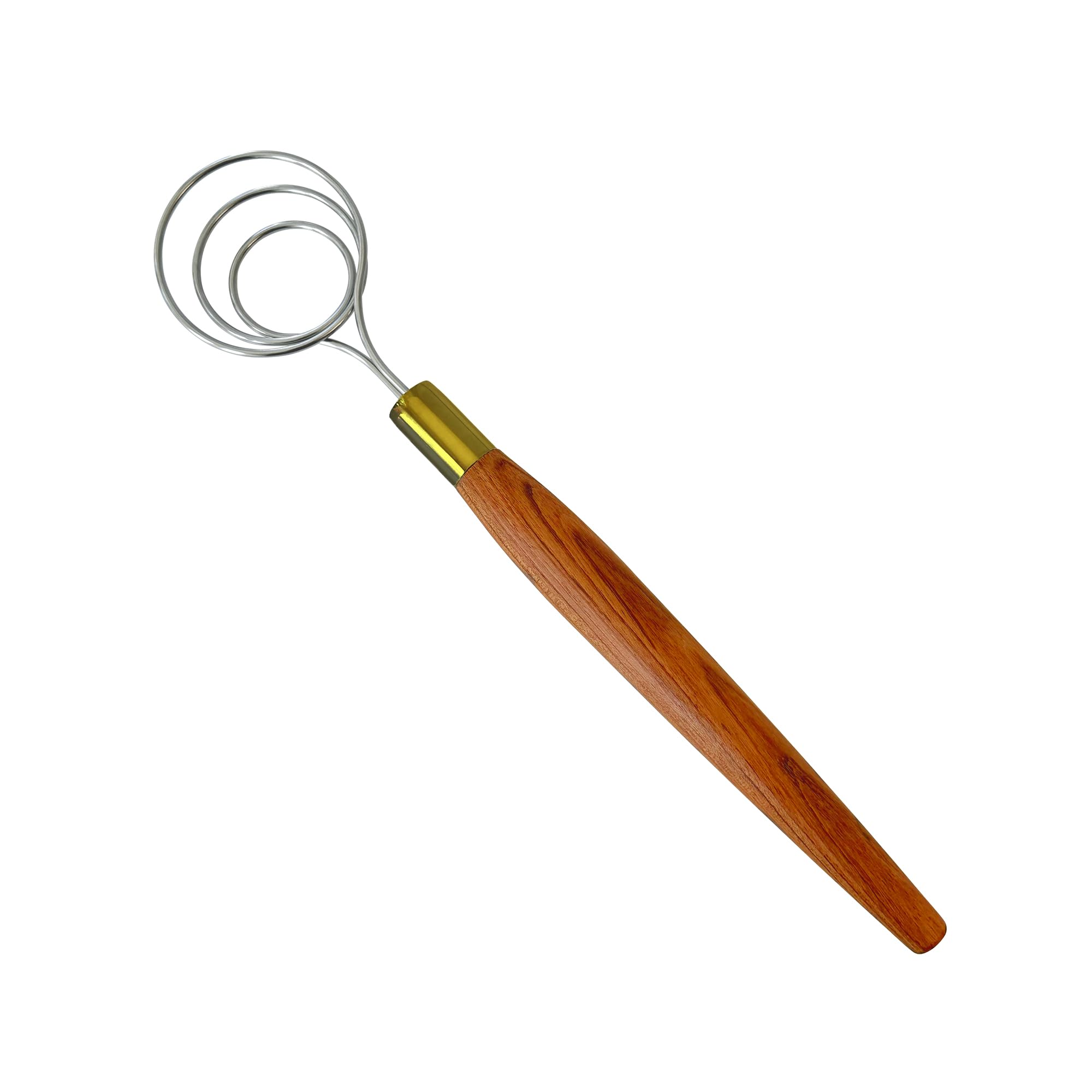 HayJ Danish dough whisk with stainless steel head for smooth sourdough mixing.