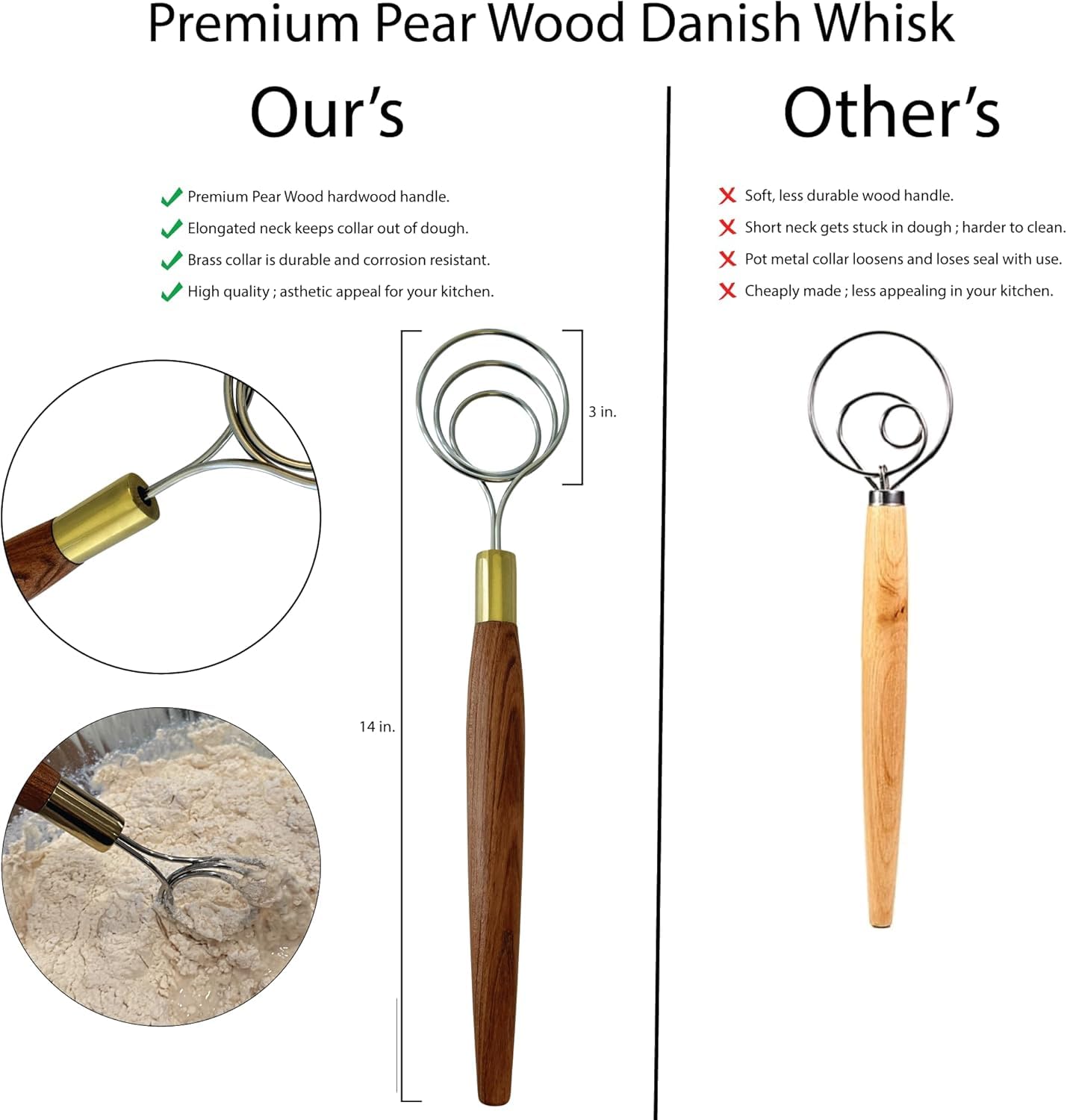 HayJ Danish whisk designed for effortless mixing of bread dough.