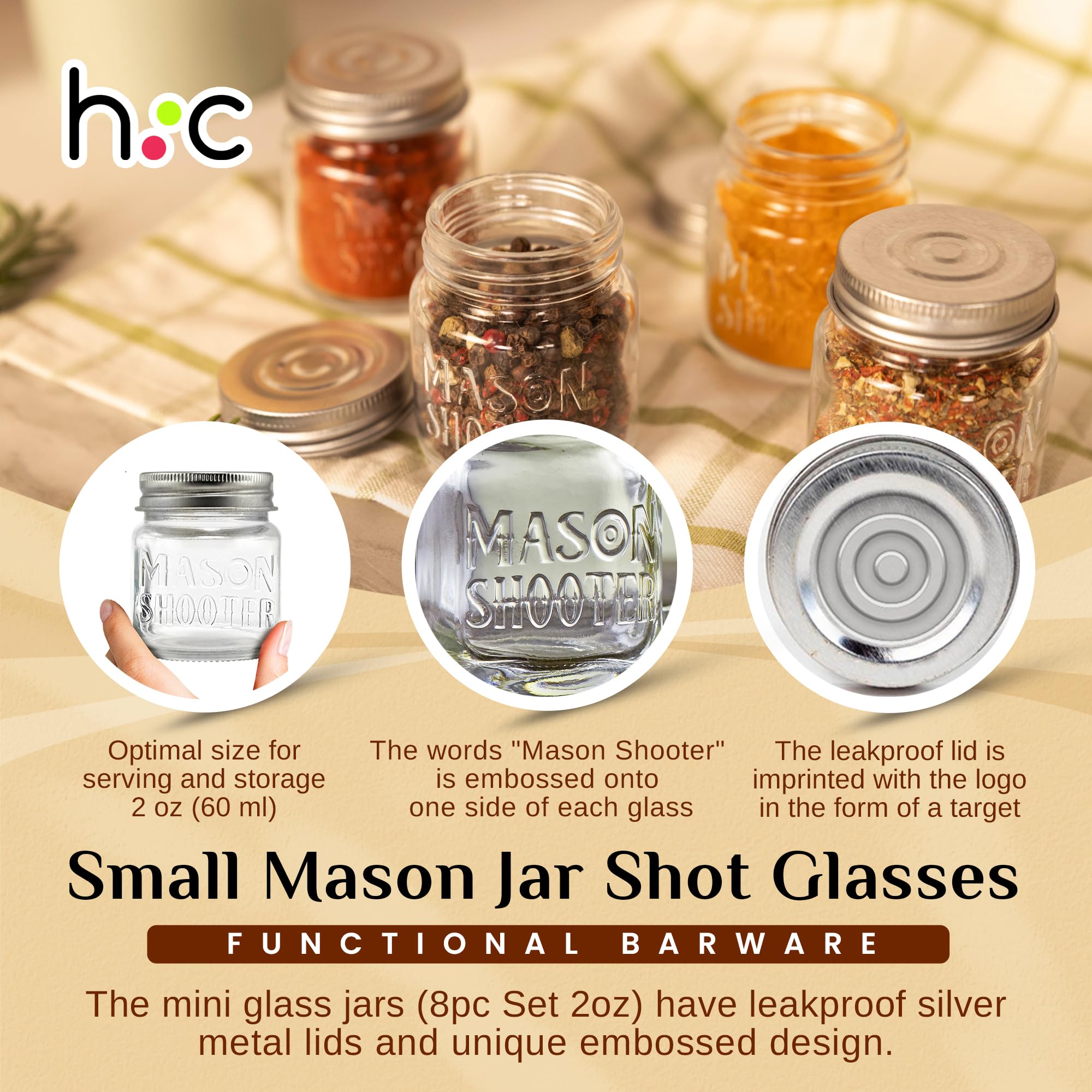 Hayley Cherie 2oz mason shot glasses embossed Mason Shooter for party drinks