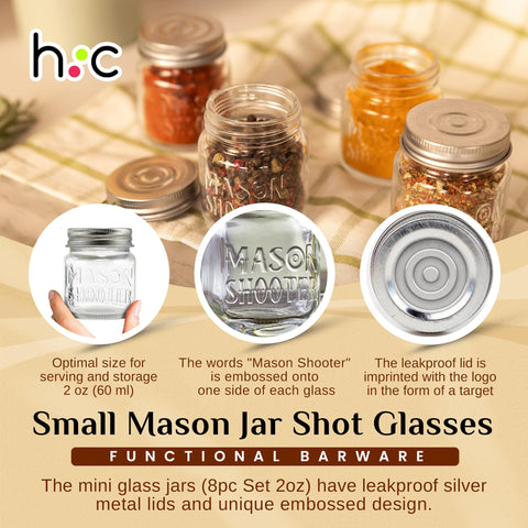 Hayley Cherie 2oz mason shot glasses embossed Mason Shooter for party drinks