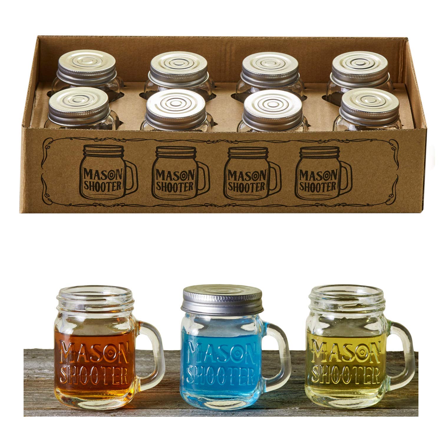 Hayley Cherie 8pc mason shot glasses with handles for stylish party favors