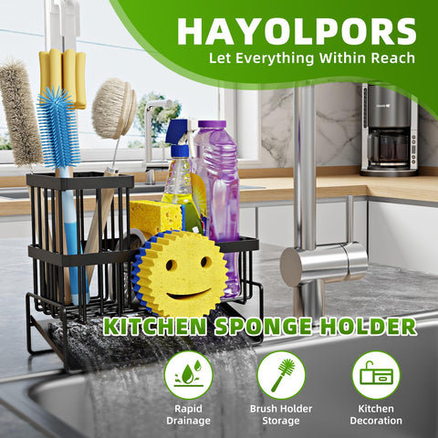 HAYOLPORS Smiley Face Sink Caddy compact size for countertops.