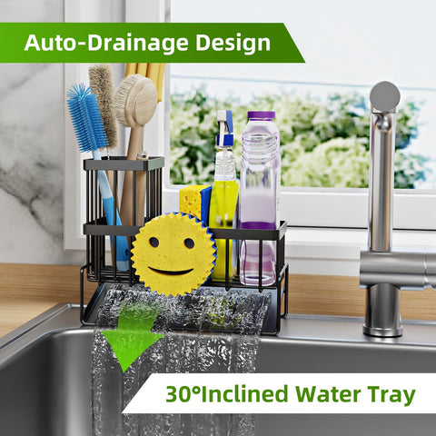 HAYOLPORS Smiley Face Sink Caddy includes detachable brush holder for flexibility.