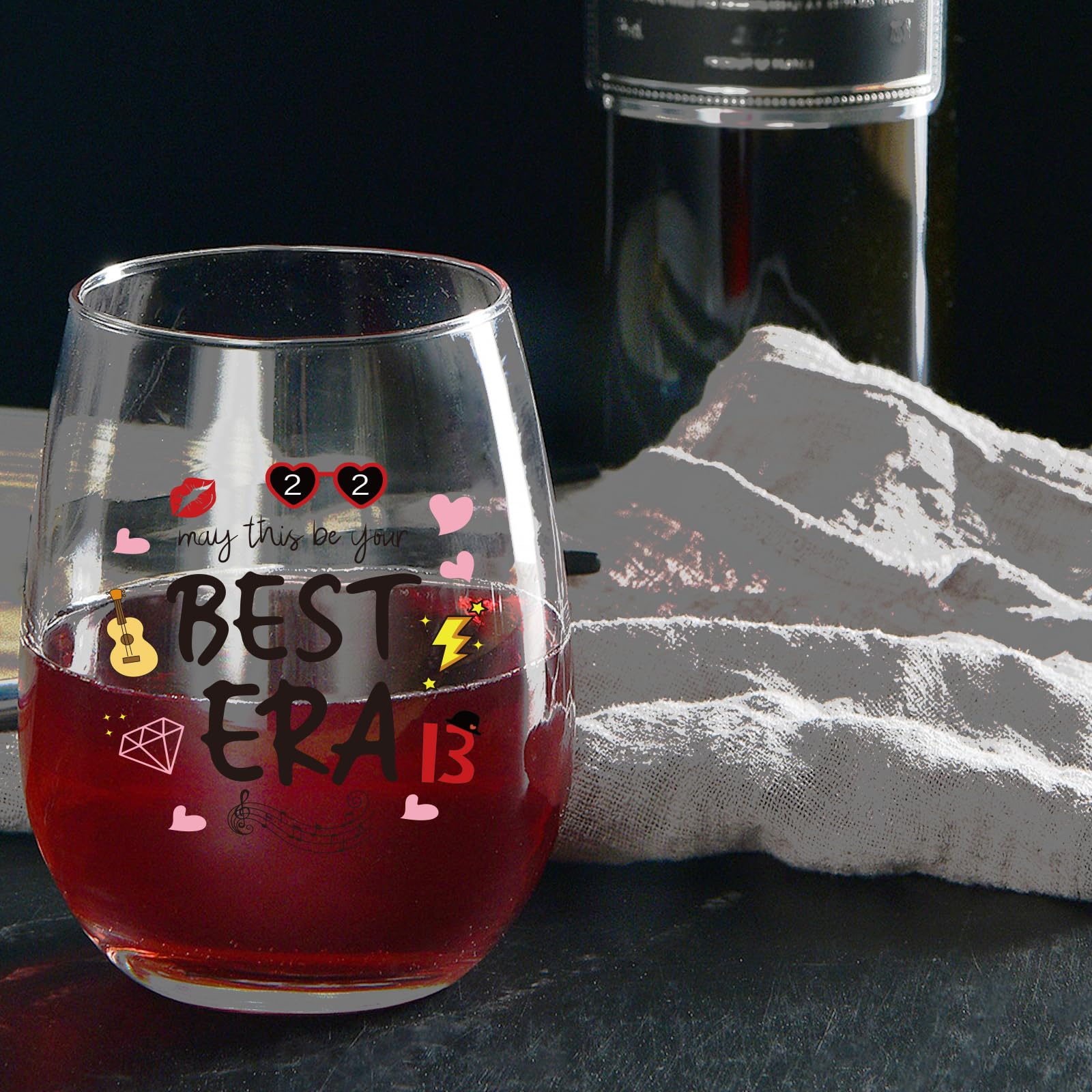 HAYOOU May This Be Your Best Era wine glass bold typography attracts attention for collectors.
