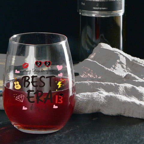 HAYOOU May This Be Your Best Era wine glass bold typography attracts attention for collectors.