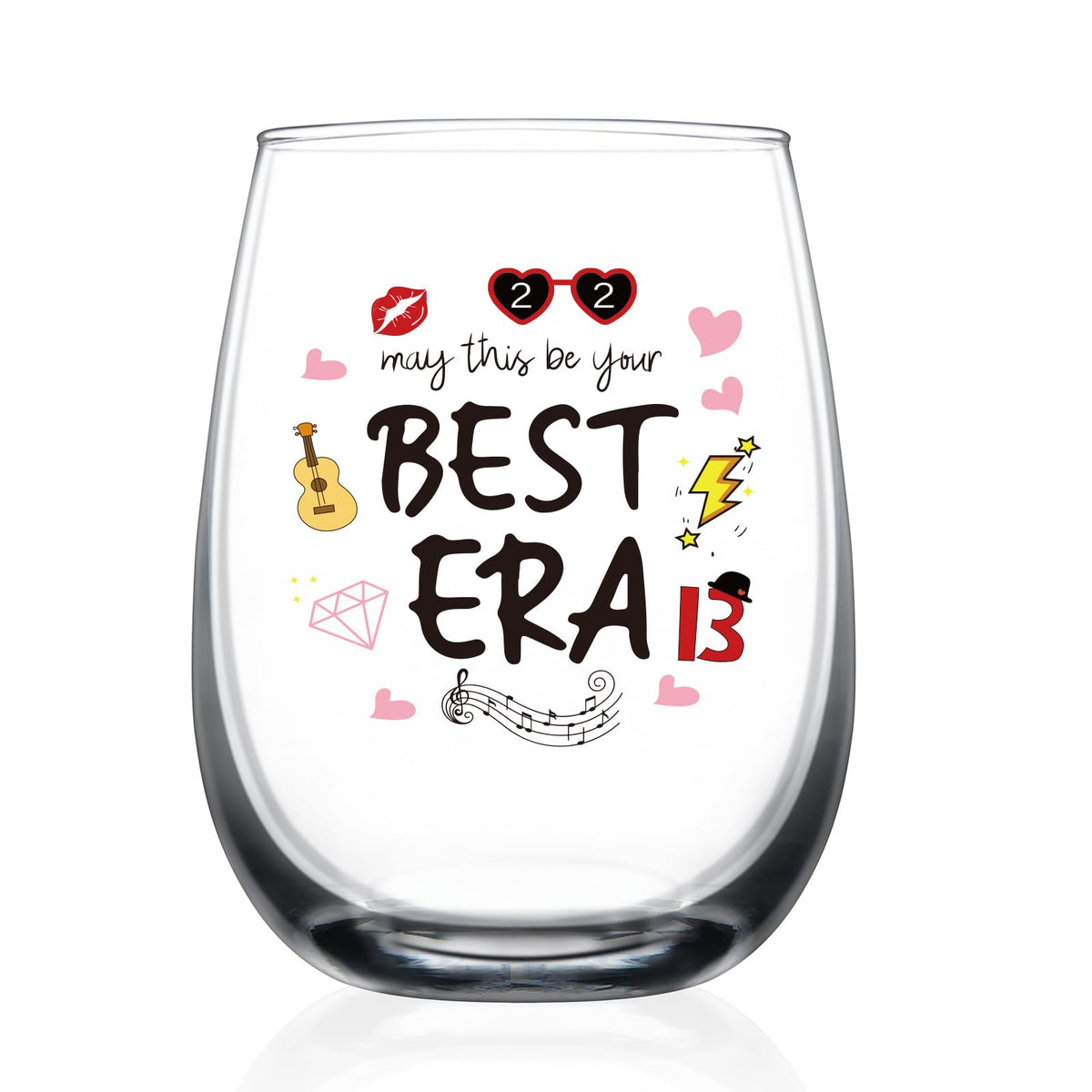 HAYOOU May This Be Your Best Era wine glass front design highlights bold typography for fans.