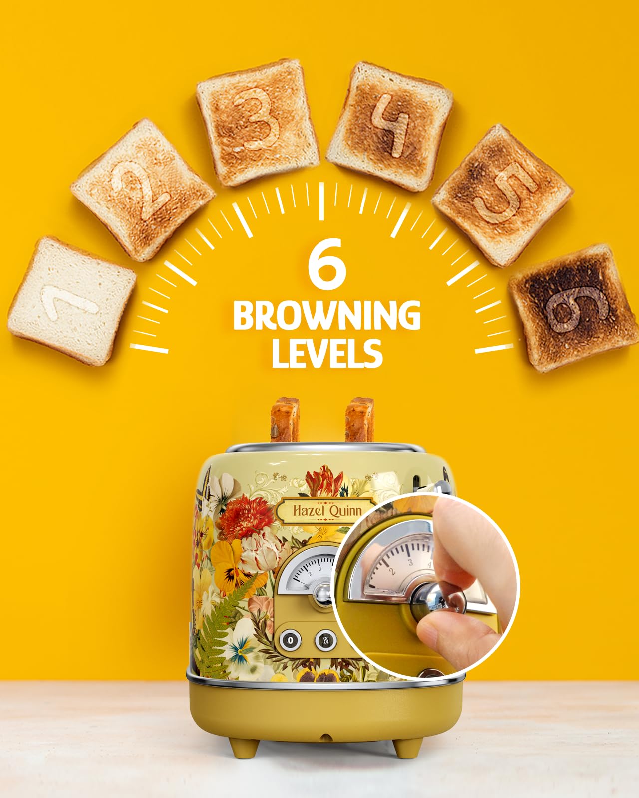Hazel Quinn X Eduardo Recife 2-slice toaster con funciones Defrost Reheat Cancel