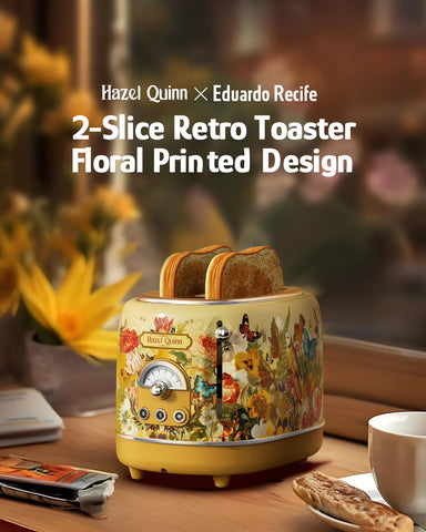 Hazel Quinn X Eduardo Recife 2-slice toaster con 6 niveles de tostado personalizables