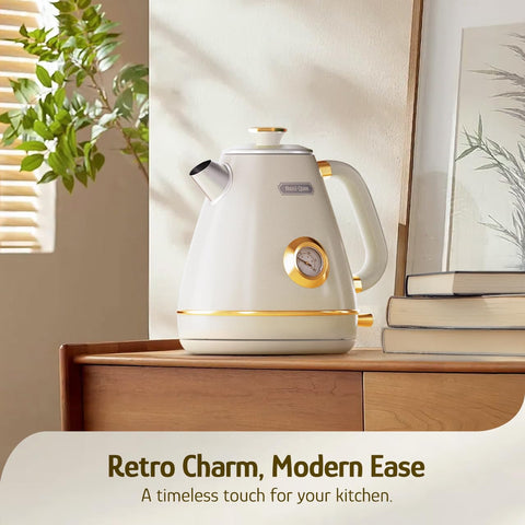 Hazel Quinn Retro Electric Kettle thermometer dial close-up for precise temp control