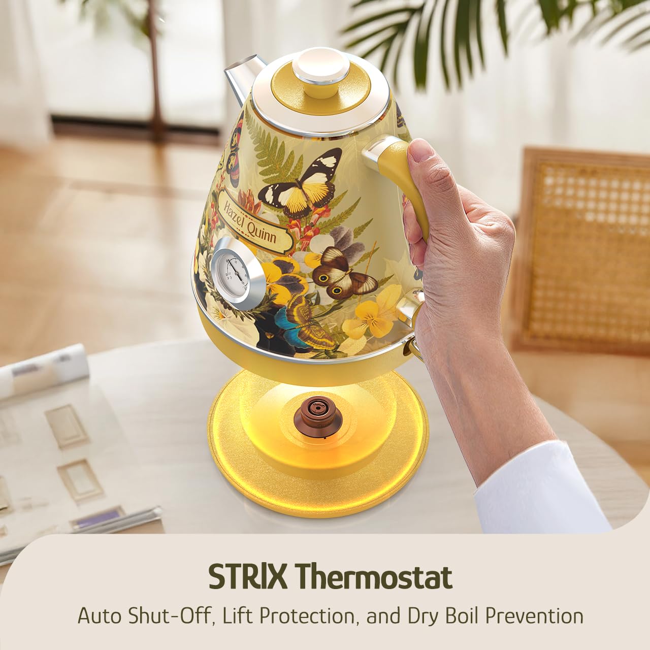 Hazel Quinn X Eduardo Recife electric kettle featuring auto shut-off and boil-dry protection