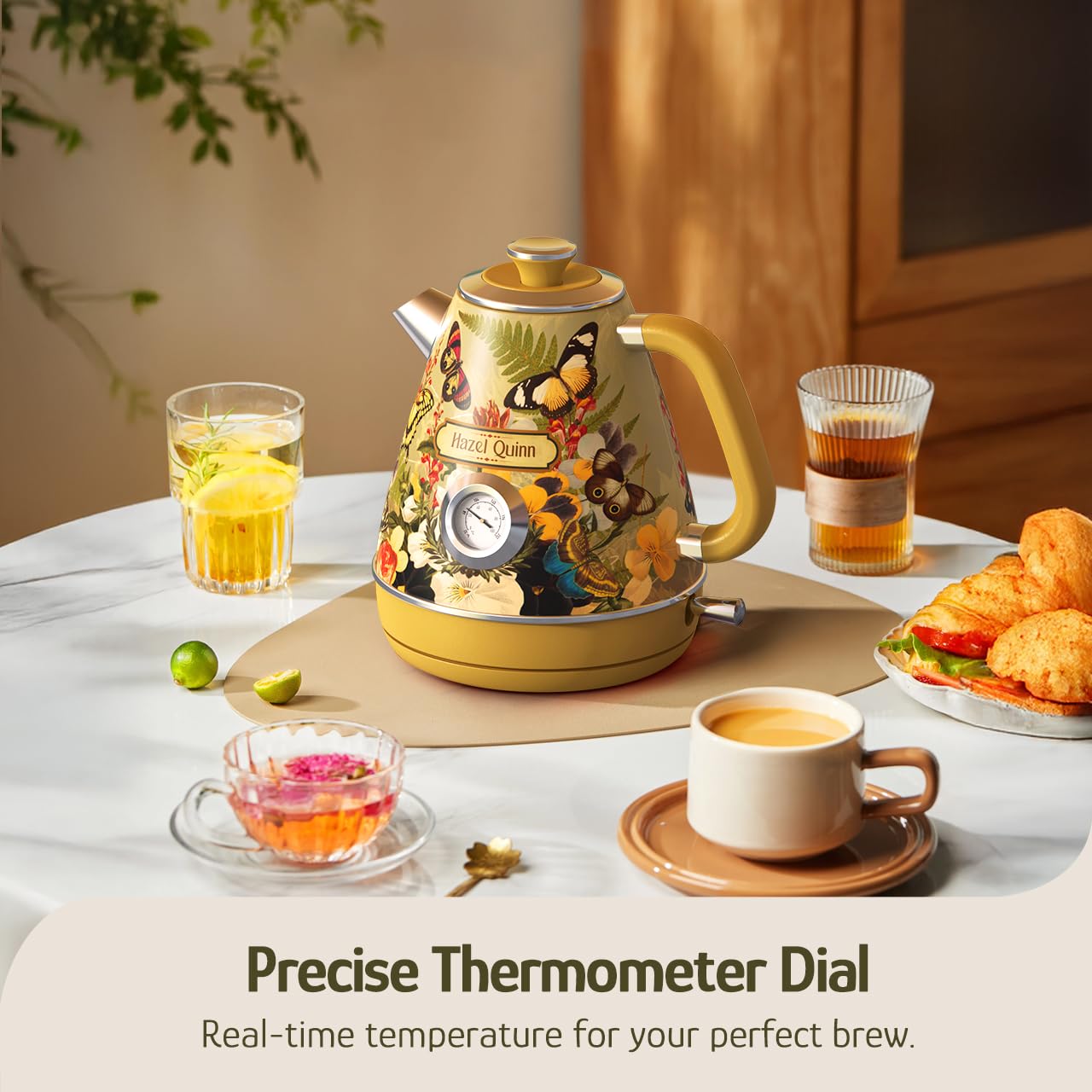 Pouring water from Hazel Quinn X Eduardo Recife electric kettle for tea and coffee
