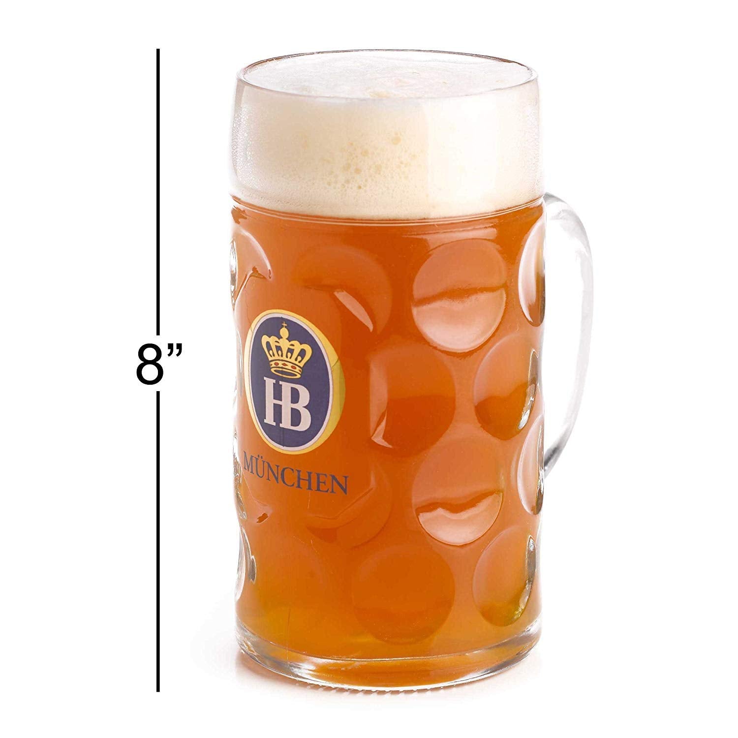 HB-101 Hofbrauhaus Munchen stein in hand, comfortable grip for celebrations.