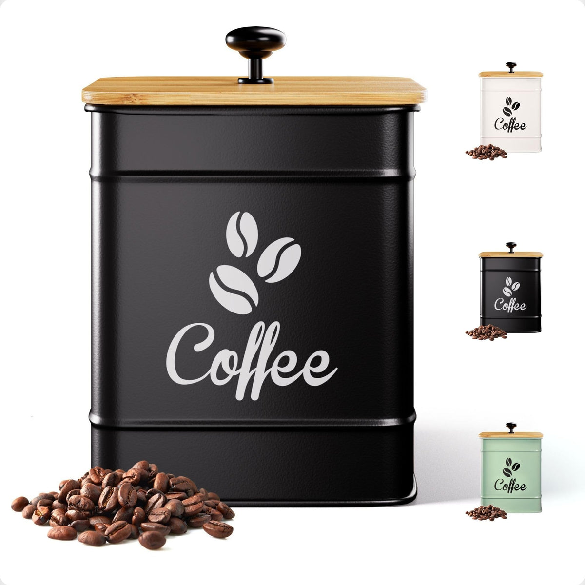 HB Design Co airtight coffee canister 40oz keeps beans fresh and easy to scoop