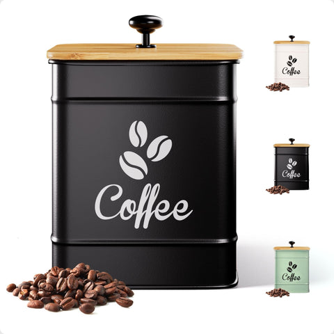HB Design Co airtight coffee canister 40oz keeps beans fresh and easy to scoop