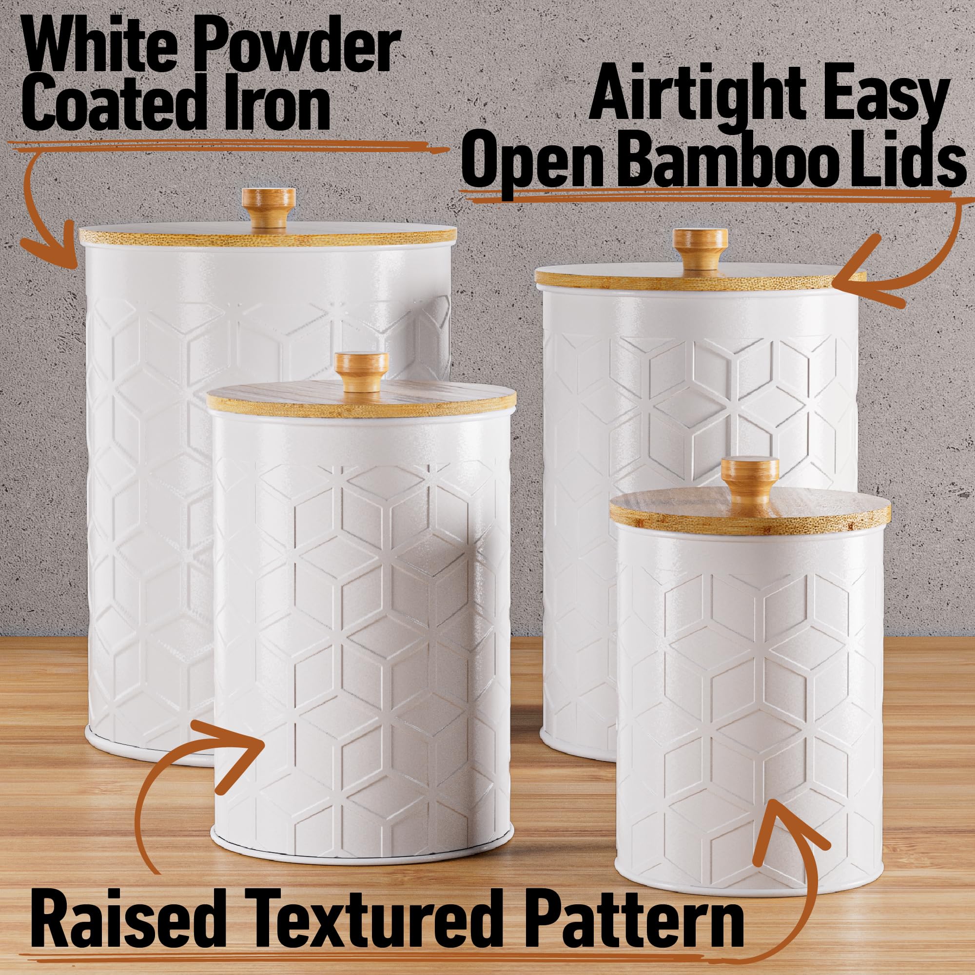 HB Design Co airtight lids with rubber seal and bamboo top maintain flour freshness