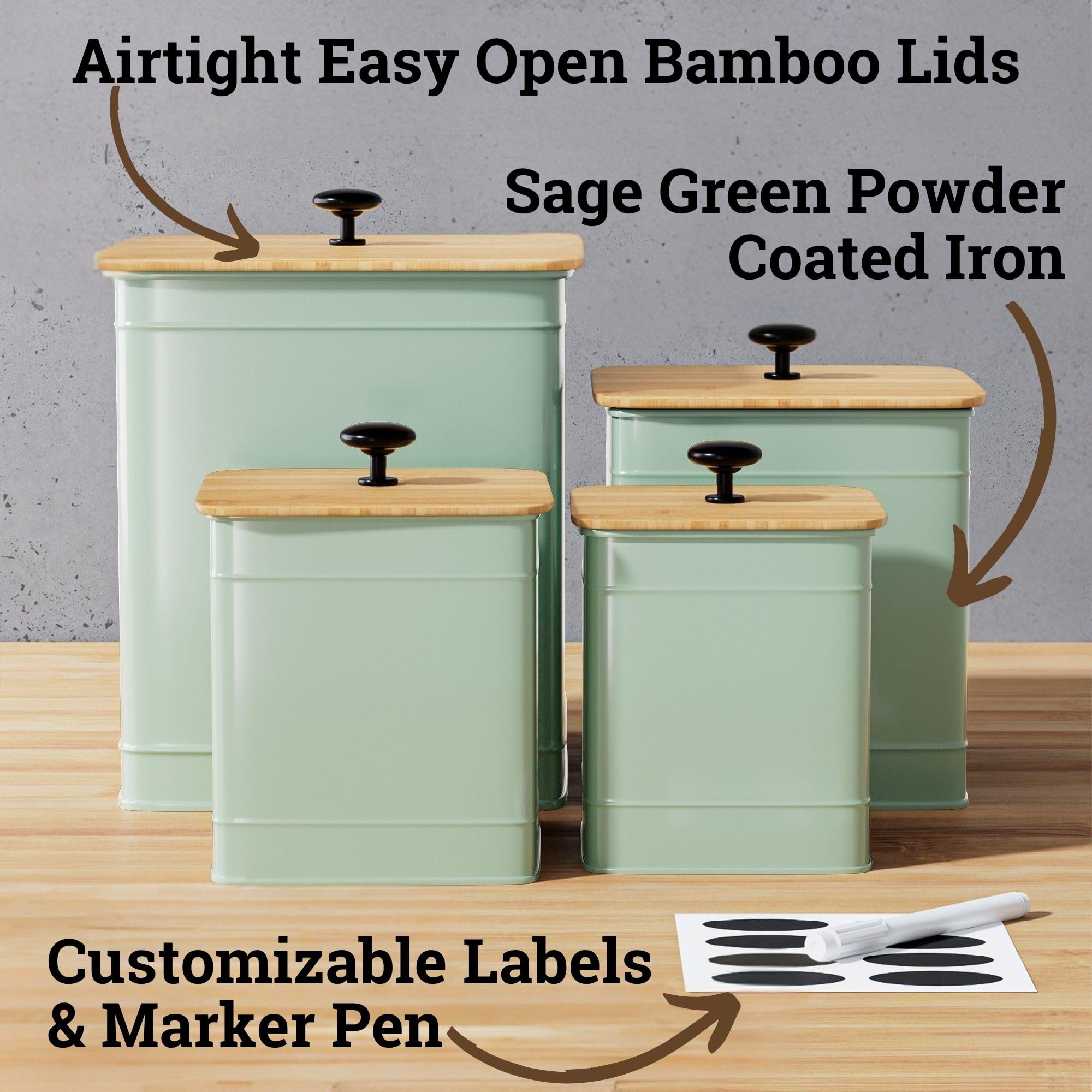 Custom chalkboard labels and marker pen for quick labeling and updates.