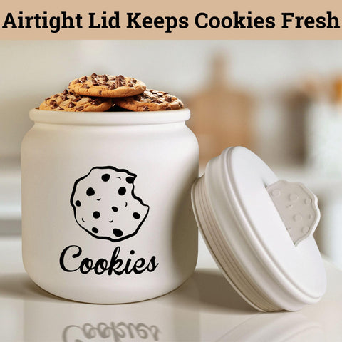HB Design Co. cookie jar on kitchen counter offers practical storage and display.