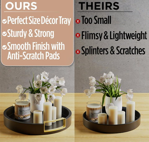 HB Design Co round tray anti-scratch bottom pads protect surfaces