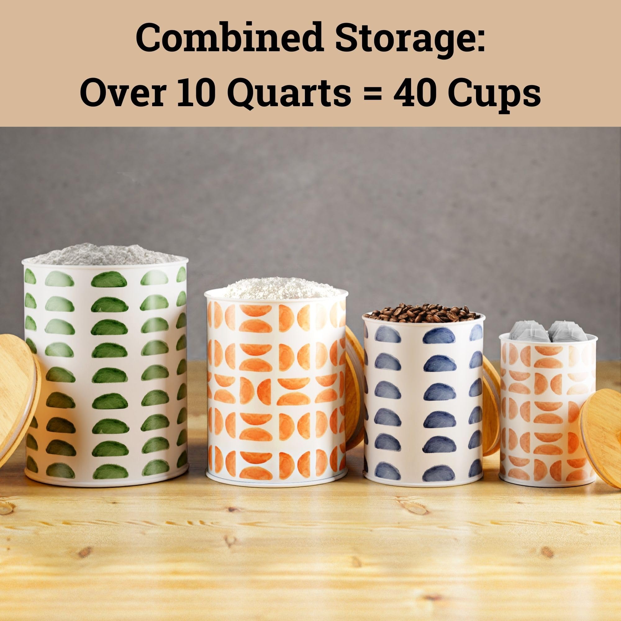 HB Design Co. rustic patterned kitchen jars add farmhouse charm and practical storage.