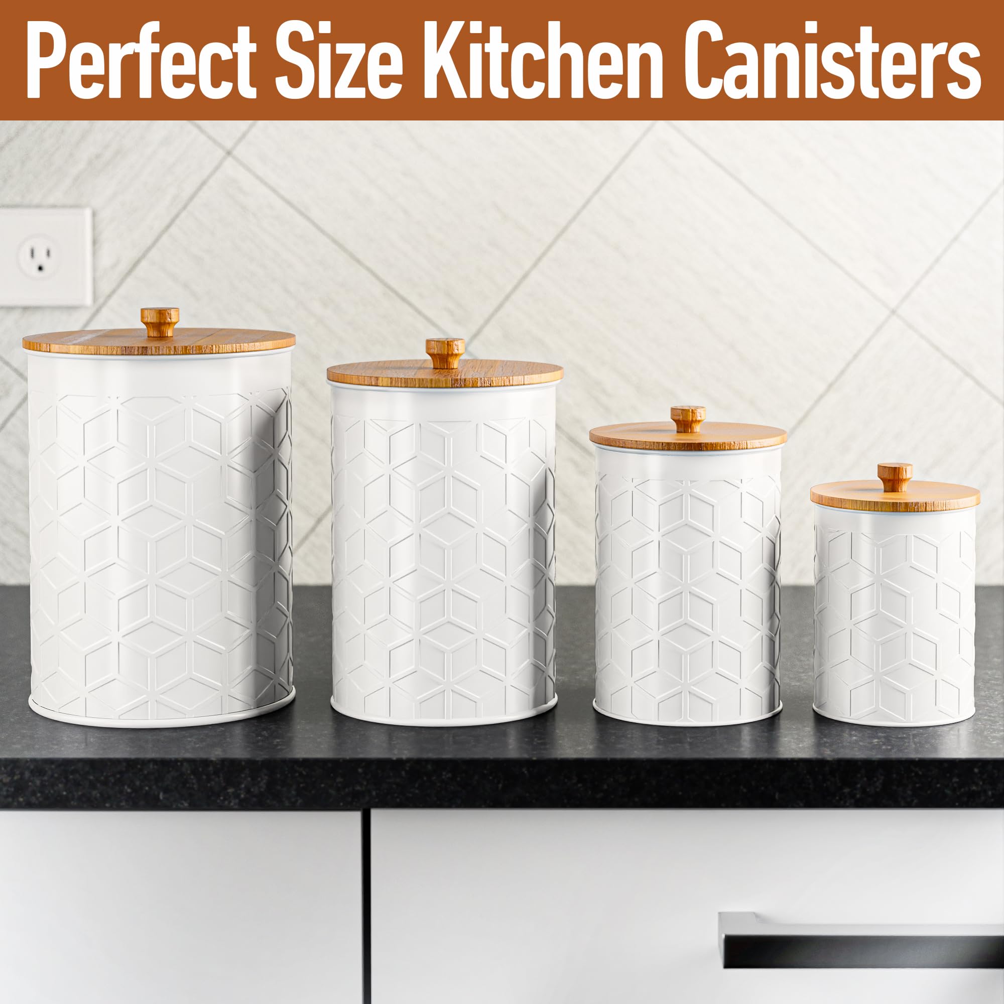 Wide mouth canisters from HB Design Co fit measuring cups for easy scooping